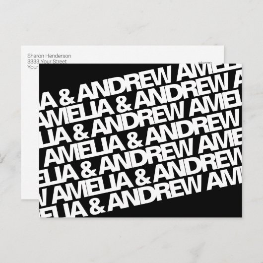 Carte Postale Faire-part Nom moderne Mariage Enregistrer la date (Devant / Derrière)