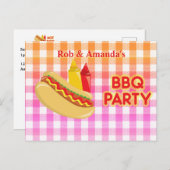Carte Postale Faire-part Noms de l'hôte de la fête BBQ Hot Dog Condiments (Devant / Derrière)