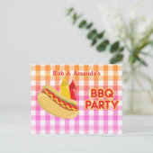 Carte Postale Faire-part Noms de l'hôte de la fête BBQ Hot Dog Condiments (Debout devant)