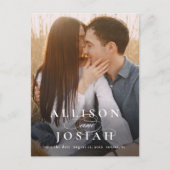 Carte Postale Faire-part Noms Élégants Classiques Photo Mariage Enregistrer (Devant)