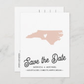 Carte Postale Faire-part NORTH CAROLINA State Destination Mariage N'IMPORTE (Devant / Derrière)