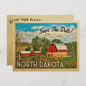 Carte Postale Faire-part North Dakota Enregistrez la Date Ferme Grange Rust (Devant / Derrière)