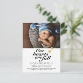 Carte Postale Faire-part Nos cœurs sont pleins Moderne 1 Photo Naissance de (Debout devant)