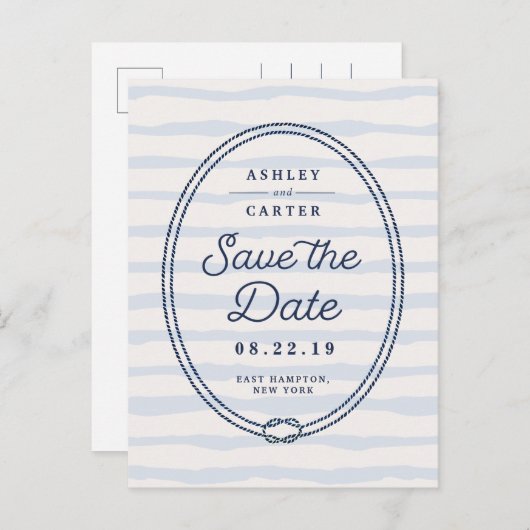 Carte Postale Faire-part Noté | Enregistrer la date nautique (Devant / Derrière)