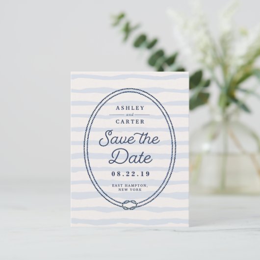 Carte Postale Faire-part Noté | Enregistrer la date nautique (Debout devant)