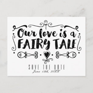 Carte Postale Faire-part NOTRE AMOUR EST UN CONTE DE FÉES Mariage Enregistr