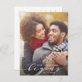 Carte Postale Faire-part Notre aventure commence | Photo de sauvegarde de l (Devant / Derrière)