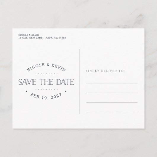 Carte Postale Faire-part Notre aventure commence | Sauvegarder la date (Dos)