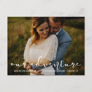 Carte Postale Faire-part Notre aventure moderne Enregistrez la date Photo B