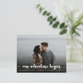 Carte Postale Faire-part Notre aventure Save the Date moderne chic Photo (Debout devant)