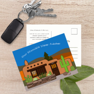 Carte Postale Faire-part Notre humble adresse de style Adobe Southwest