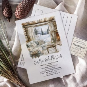 Carte Postale Faire-part Notre Nouveau Cou Des Vacances D'Hiver Moving Wood