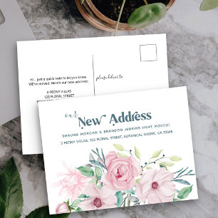 Carte Postale Faire-part Notre nouvelle adresse Peonies Floral Moving Faire