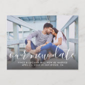 Carte Postale Faire-part Notre nouvelle date manuscrite script Mariage phot (Devant)