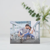 Carte Postale Faire-part Notre nouvelle date manuscrite script Mariage phot (Debout devant)