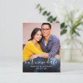 Carte Postale Faire-part Notre nouvelle date manuscrite script Mariage phot (Debout devant)