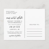 Carte Postale Faire-part Notre nouvelle date Moderne Calligraphie Mariage P (Dos)