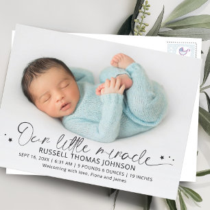 Carte Postale Faire-part Notre petit miracle 2 Photos Naissance Texte