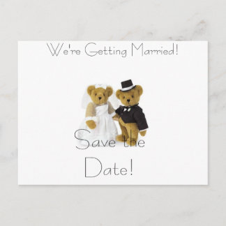 Carte Postale Faire-part nounours, sauvez la date !, on obtient Marr...
