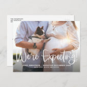 Carte Postale Faire-part Nous attendons un bébé Calligraphie moderne Annonc (Devant / Derrière)