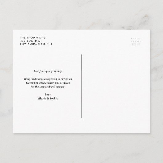 Carte Postale Faire-part Nous attendons un bébé Calligraphie moderne Annonc (Dos)