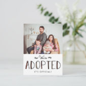 Carte Postale Faire-part Nous avons adopté | Annonce d'adoption (Debout devant)