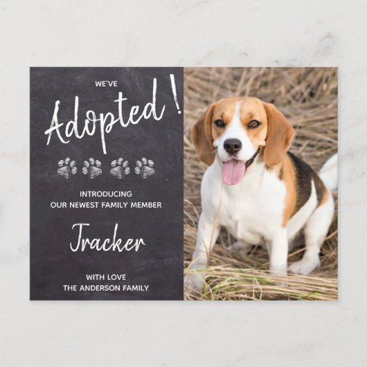 Carte Postale Faire-part Nous avons adopté le chien Secourir nouveau animal (Devant)