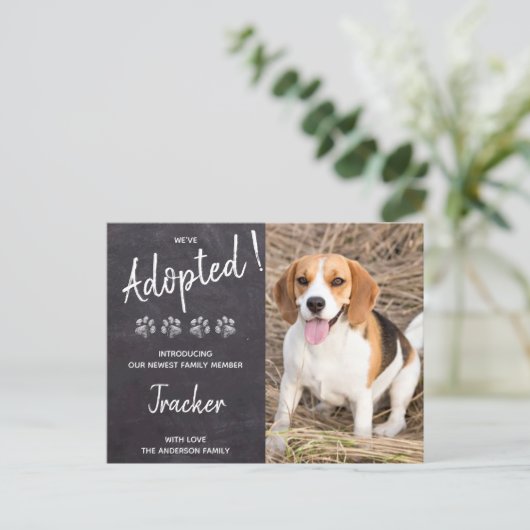 Carte Postale Faire-part Nous avons adopté le chien Secourir nouveau animal (Debout devant)