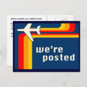 Carte Postale Faire-part nous avons affiché l'annonce : rayures rétro (Devant / Derrière)