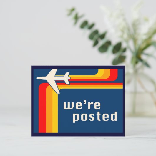 Carte Postale Faire-part nous avons affiché l'annonce : rayures rétro (Debout devant)