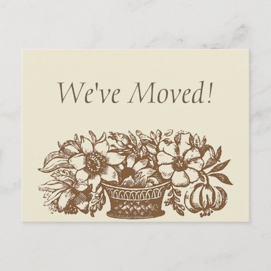 Carte Postale Faire-part Nous avons bougé ! Fleurs Brown (Devant)