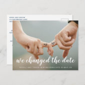 Carte Postale Faire-part Nous avons changé la date Écriture Blanche Photo (Devant / Derrière)
