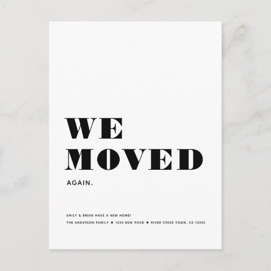 Carte Postale Faire-part NOUS AVONS DE NOUVEAU DÉMÉNAGÉ Simple Moderne Mini (Devant)