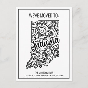 Carte Postale Faire-part Nous avons déménagé à Indiana State Floral Mandala