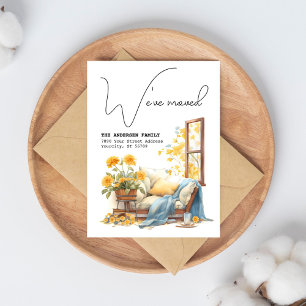 Carte Postale Faire-part Nous avons déménagé Adresse de la fenêtre florale