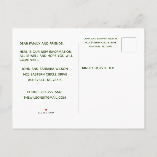 CARTE POSTALE FAIRE-PART NOUS AVONS DÉMÉNAGÉ - ANNONCE DE DÉMÉNAGEMENT DE C (Dos)