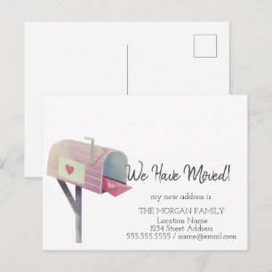 Carte Postale Faire-part Nous Avons Déménagé, Aquarelle Boîte aux lettres N