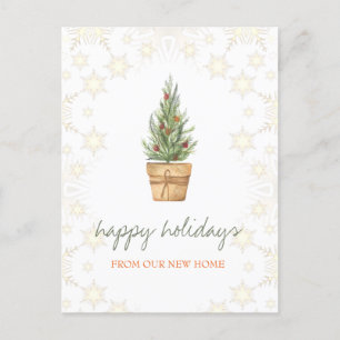 Carte Postale Faire-part Nous Avons Déménagé, Arbre De Noël, Boules Snowfla