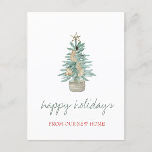 Carte Postale Faire-part Nous avons déménagé, Arbre de Noël de vacances à l
