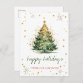 Carte Postale Faire-part Nous Avons Déménagé, Arbre De Noël Or (Devant / Derrière)