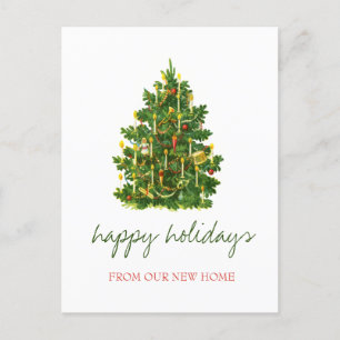 Carte Postale Faire-part Nous avons déménagé, Arbre de Noël Vintage Fêtes