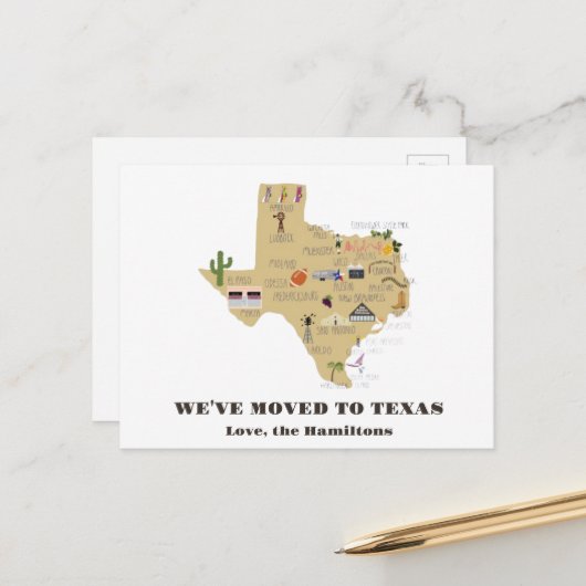 Carte Postale Faire-part Nous avons déménagé au Texas Postcard (Devant/Arrière en situation)