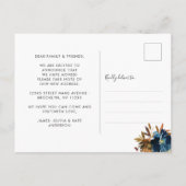 Carte Postale Faire-part Nous avons déménagé automne Navy bleu marron flora (Dos)