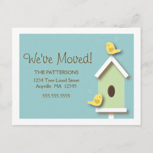 Carte Postale Faire-part Nous avons déménagé Birdhouse Nouvelle Adresse Car