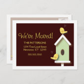 Carte Postale Faire-part Nous avons déménagé Birdhouse Nouvelle Adresse Car (Devant / Derrière)