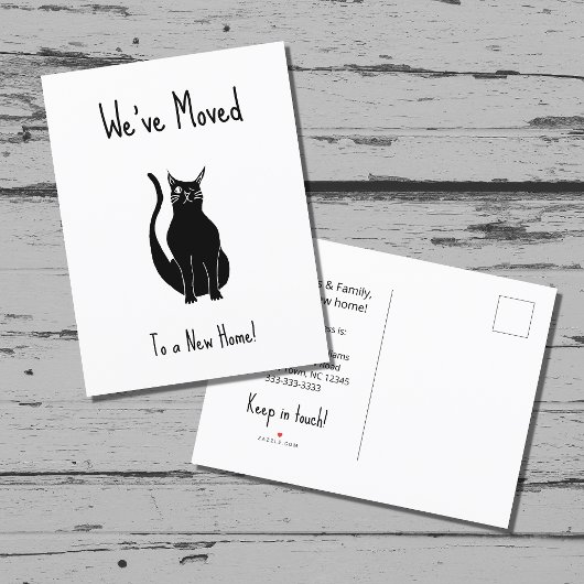 Carte Postale Faire-part Nous avons déménagé Black Cat Nouvelle Maison Simp