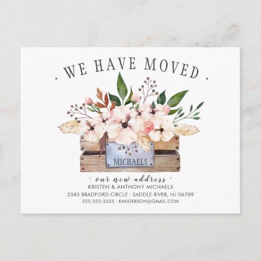 Carte Postale Faire-part Nous avons déménagé Boho Flower Box Annonce de dém (Devant)