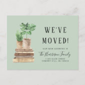 Carte Postale Faire-part Nous avons déménagé Boho Plantes Sage Green Moving (Devant)