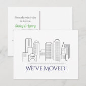 Carte Postale Faire-part Nous avons déménagé Boston City Skyline (Devant / Derrière)