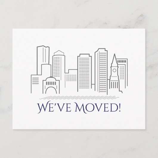 Carte Postale Faire-part Nous avons déménagé Boston City Skyline (Devant)